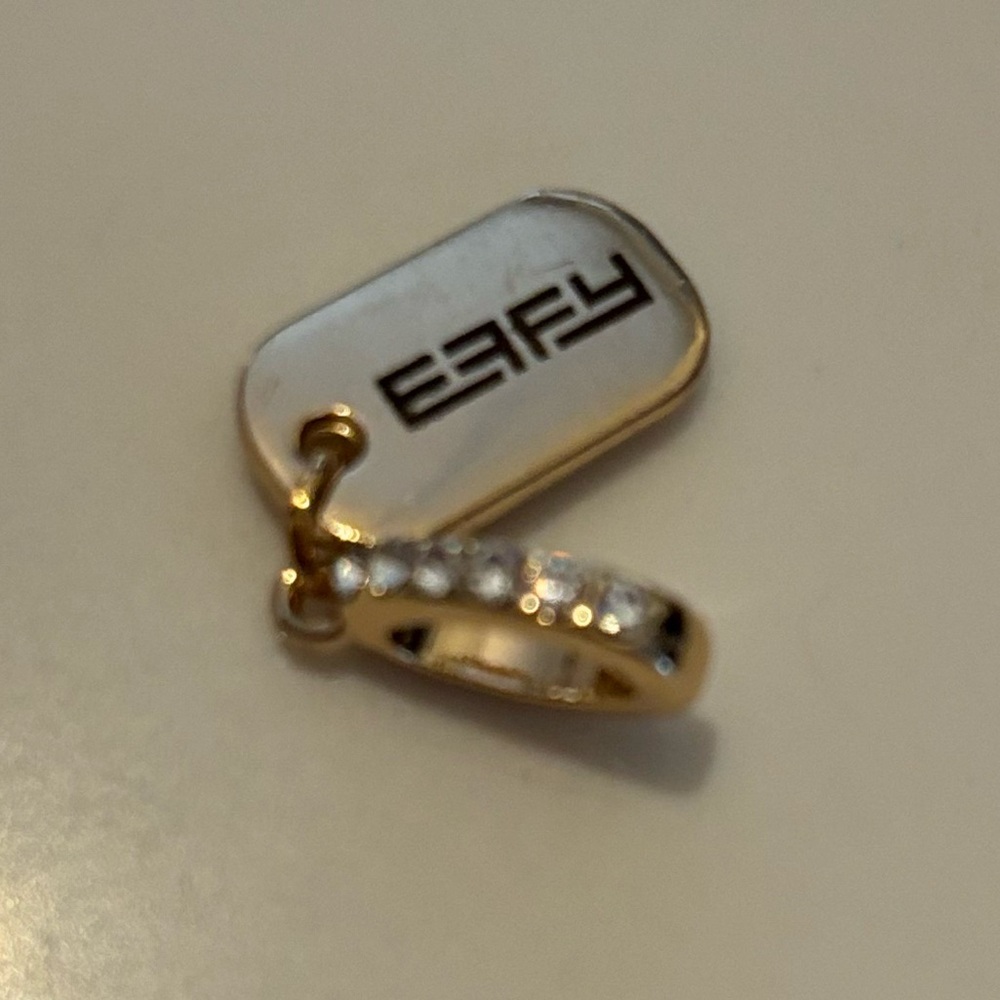 Gold Tone EEFY Pendant / Charm with Rhinestones
